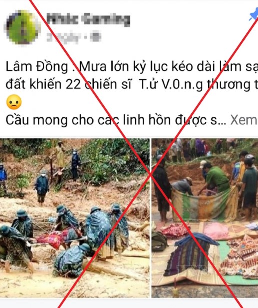 Tin đồn sạt lở đất làm 22 chiến sĩ quân đội tử vong ở Lâm Đồng là bịa đặt